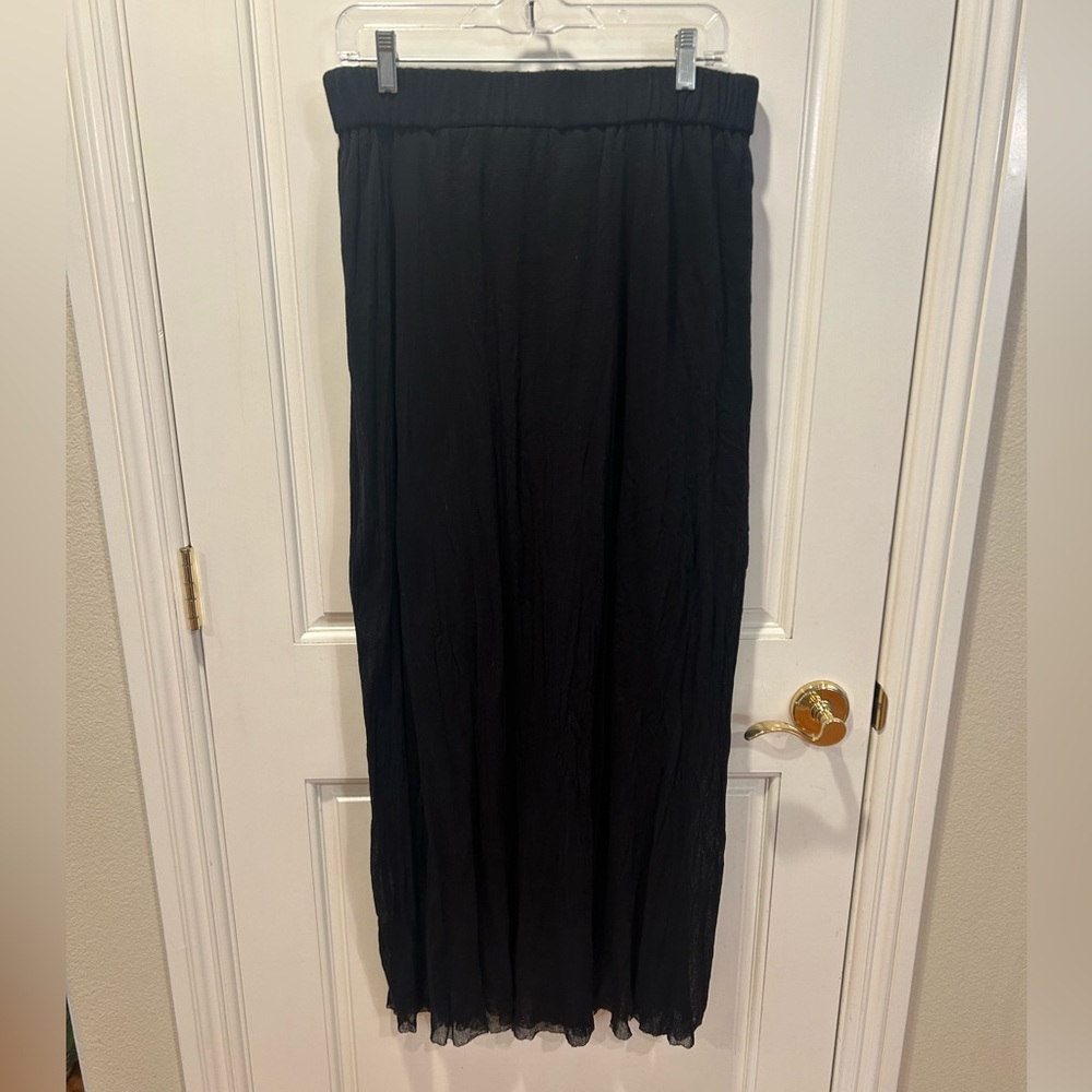 Studio B3 Black Mesh Maxi Skirt Made in Poland European Size Large